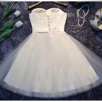 Ivory Cute Lace And Tulle Teen Formal Dresses,..