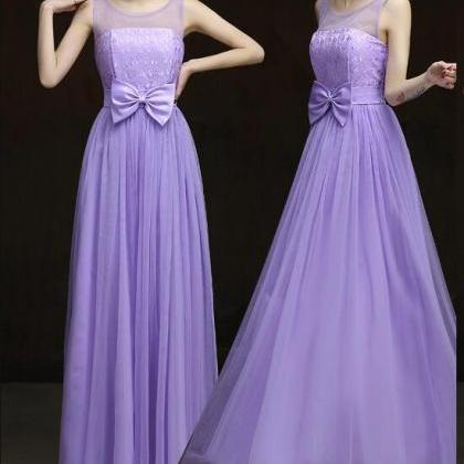Light Purple Lace and Tulle Floor L..