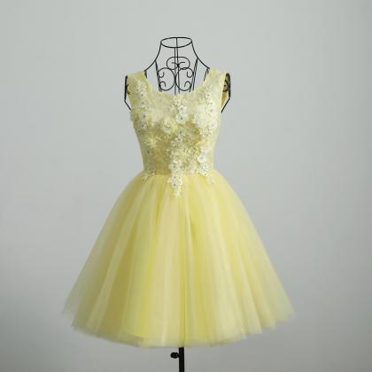 Yellow Cute Teen Formal Dresses, Lovely Party..