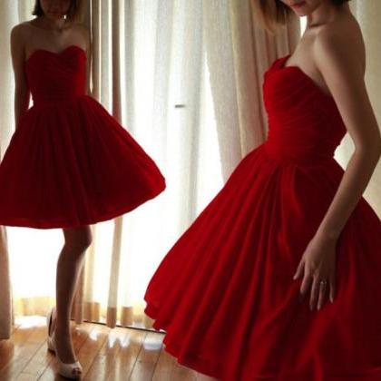 Red Velvet Short Sweetheart Homecoming Dresses,..