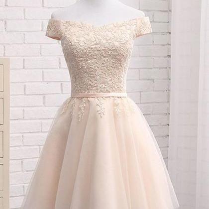 Lovely Tulle Bridesmaid Dresses, Cute Off Shoulder..