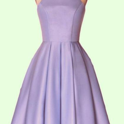 Lavender Halter Satin Homecoming Dresses, Lovely..