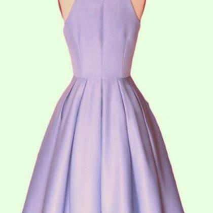 Lavender Halter Satin Homecoming Dresses, Lovely..