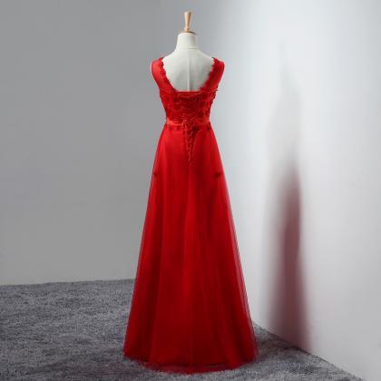 Red A-line Party Dress, Beautiful Red Formal..