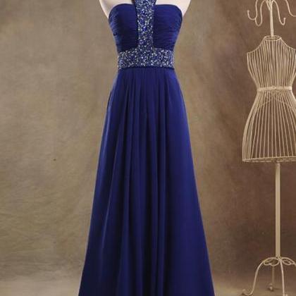 Royal Blue Sequins and Beaded Long ..