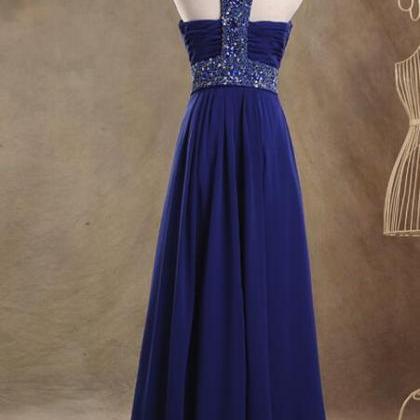 Royal Blue Sequins and Beaded Long ..