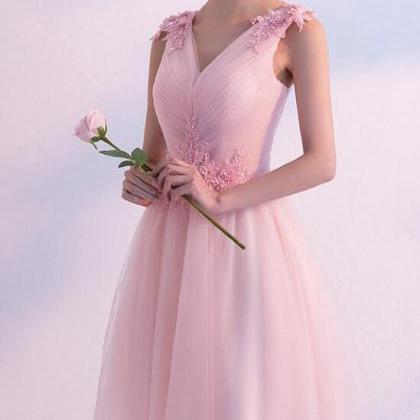 Pink Short Tulle Homecoming Dress, Pink With Lace..