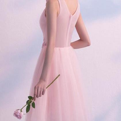 Pink Short Tulle Homecoming Dress, Pink With Lace..