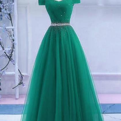 Green Stylish Beaded Elegant Junior Prom Dress,..