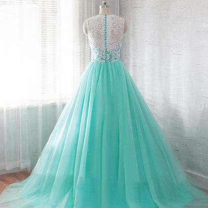 Beautiful Mint Green Tulle Party Dress, Sweet 16..