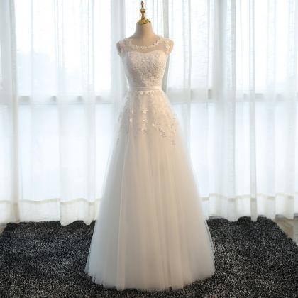 White Tulle And Lace Elegant Floor Length Party..