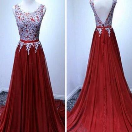 Gorgeous A-line Dark Red Formal Gown, Pretty Party..