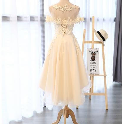 Champagne High Low Lovely Formal Dress, Adorable..
