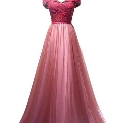 Red Off Shoulder Style Prom Dress 2019, Charming..