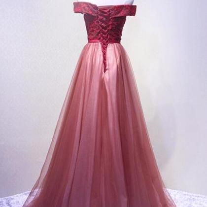 Red Off Shoulder Style Prom Dress 2019, Charming..