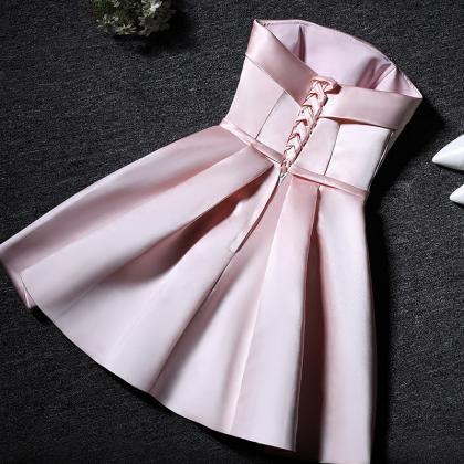 Pink Scoop Short Satin Short Homecoming Dress,..