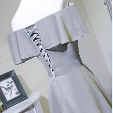 Grey Off Shoulder Bridesmaid Dress,..