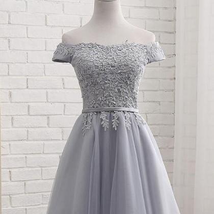 Grey Lace Applique Cute Homecoming ..