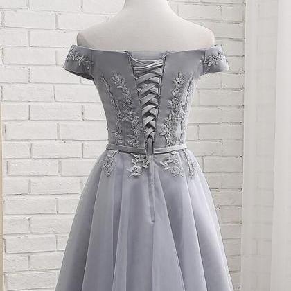 Grey Lace Applique Cute Homecoming ..
