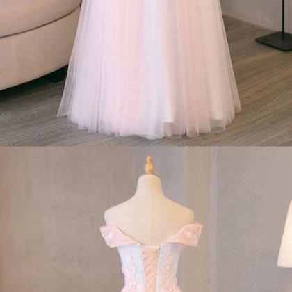 Pink And Light Blue Sweetheart Tulle Prom Dress..