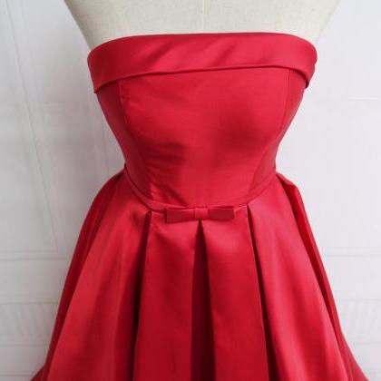 Red Satin High Quality Floor Length Prom Dress..