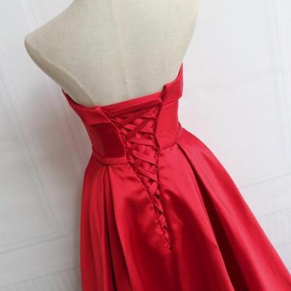 Red Satin High Quality Floor Length Prom Dress..