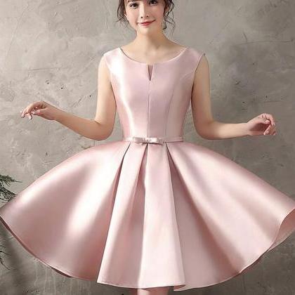 Pink Satin Cute Party Dress, Lovely Formal Dress..