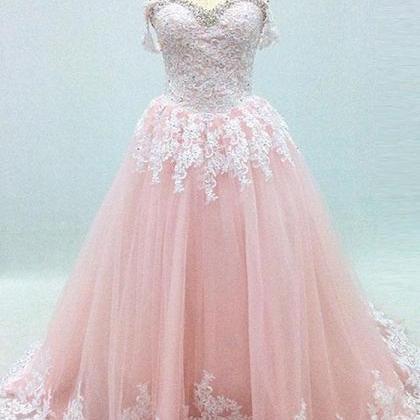 Pink Sweetheart Tulle with White La..