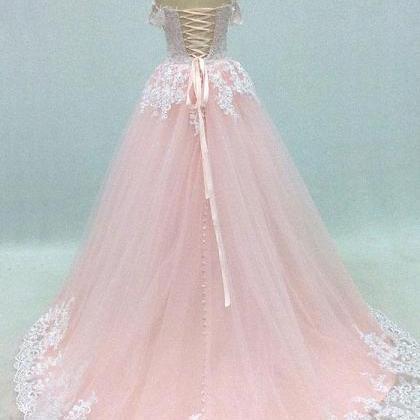 Pink Sweetheart Tulle with White La..