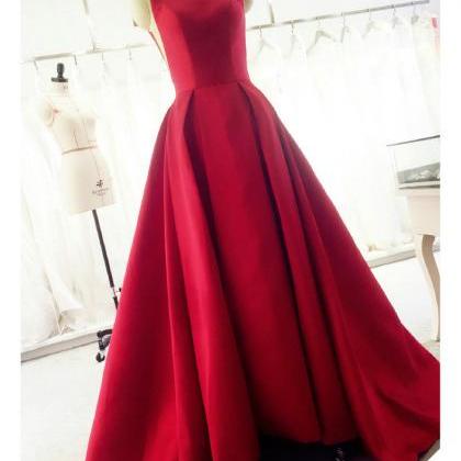 Red Satin Backless Long Formal Dress 2019,..