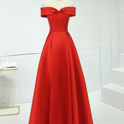 Charming Red Satin Simple Formal Dress 2019,..