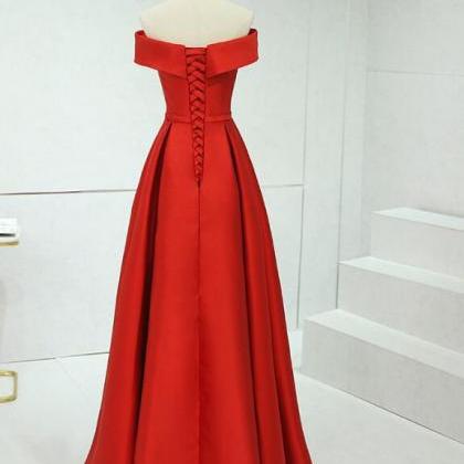 Charming Red Satin Simple Formal Dress 2019,..