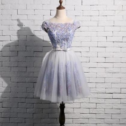 Grey Tulle Short Prom Dress 2019, Lovely Tulle..