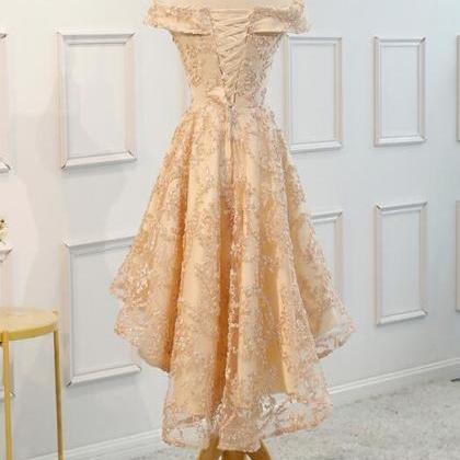 Charming Champagne High Low Fashionable Party..