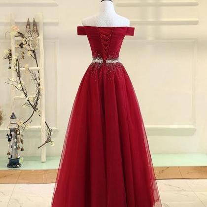 Elegant Beaded Tulle A-line Handmade Formal Dress,..