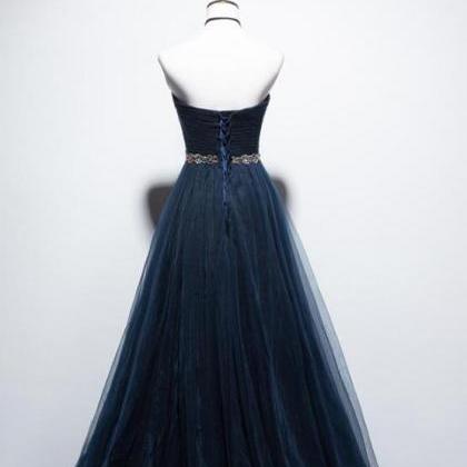 Beautiful Navy Blue Tulle Charming Formal Gown,..