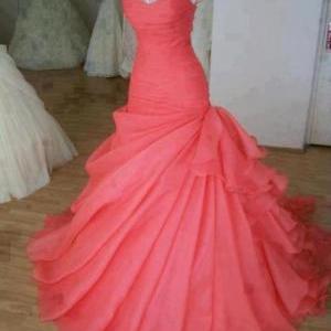 Gorgeous Watermelon Ball Gown Sweep Train Prom..