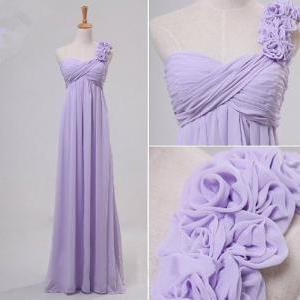Pretty Lilac A-line One-shoulder Floor Length Prom..
