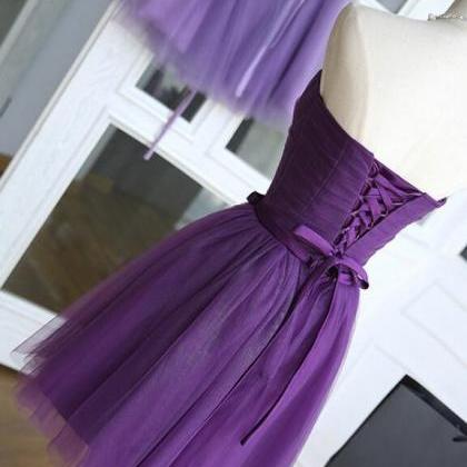 Lovely Dark Purple Tulle Homecoming Dress 2019,..