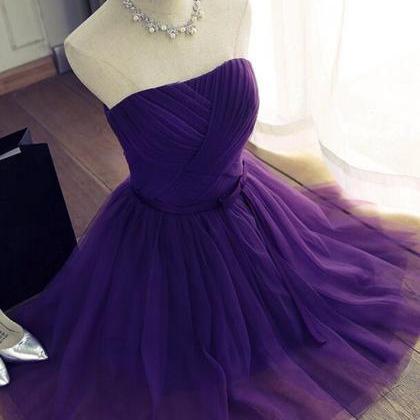Lovely Dark Purple Tulle Homecoming Dress 2019,..