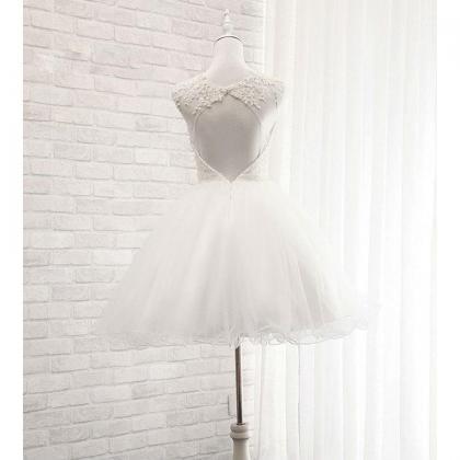 White Beaded Tulle Homecoming Dress 2019, Lovely..