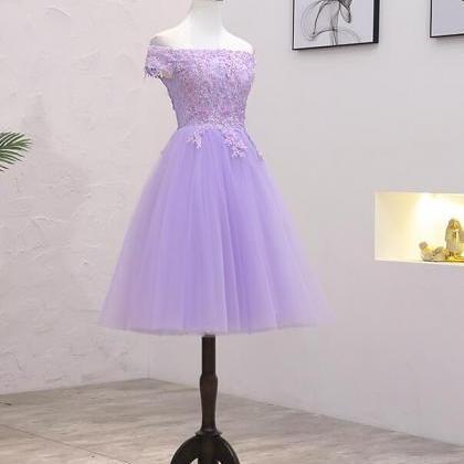 Cute Short Lavender Tulle Homecoming Dress With..