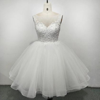 White Tulle And Lace Vintage Style Wedding Dress,..