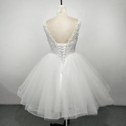 White Tulle And Lace Vintage Style Wedding Dress,..