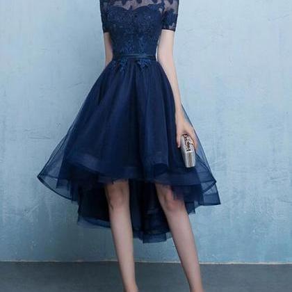 Navy Blue Tulle Homecoming Dress, Cute Homecoming..