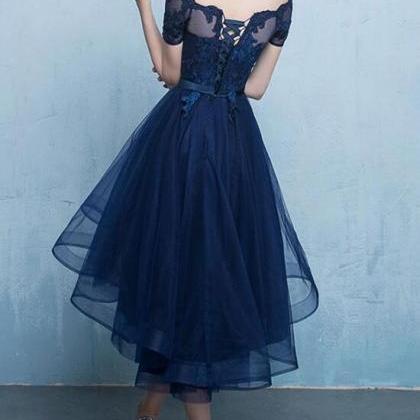 Navy Blue Tulle Homecoming Dress, Cute Homecoming..
