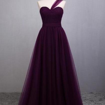 Beautiful Dark Purple Convertible Tulle Bridesmaid..