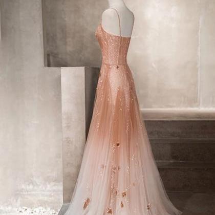 Chariming Pink Long Evening Gown, Long Prom Dress..