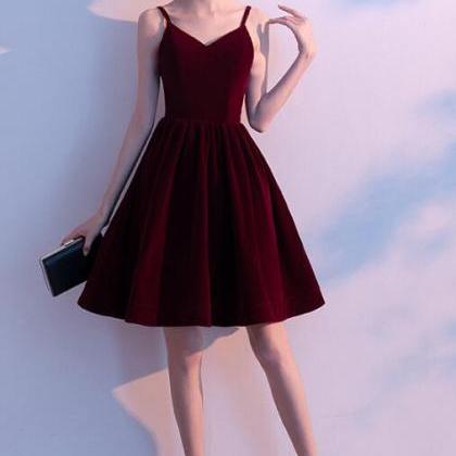 Cute Wine Red Sweetheart Straps Velvet Party..