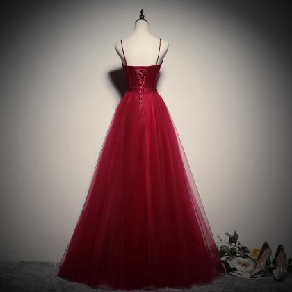 Beautiful Red Tulle Sweetheart Long Prom Dress,..